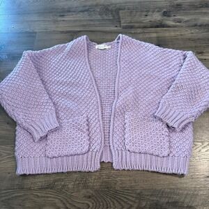 Molly Bracken Girls Lavender Purple Chunky Knit Open Front Cardigan MMF410AN 14Y